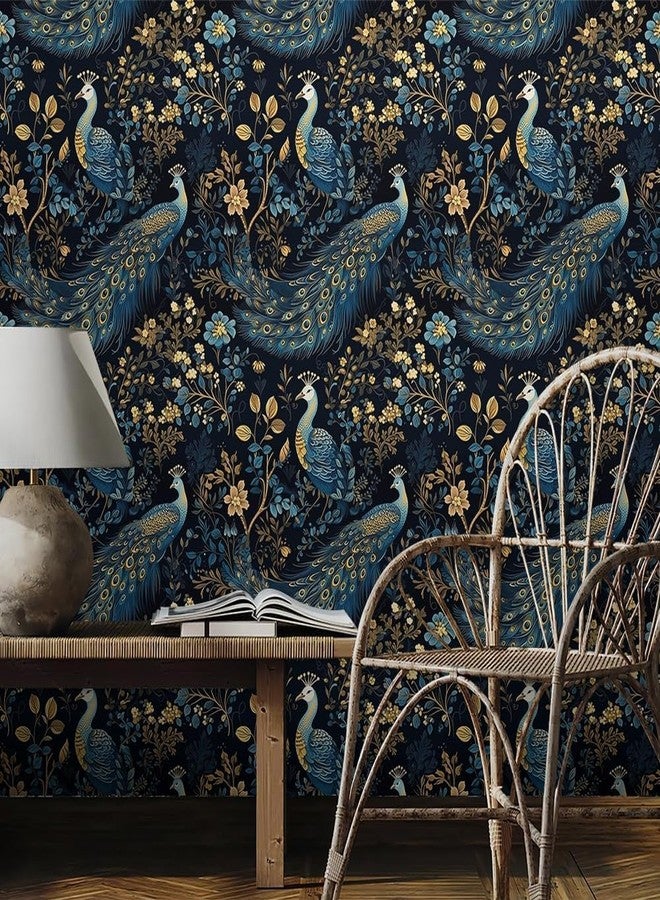 PIXELPACE Self-Adhesive Waterproof Peacock Floral Luxury Pattern Wallpaper Removable PVC Vinyl Wall Sticker for Living Room, Hall & Home Décor (45 x 304 cm) - Image 5